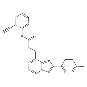 2-{[2-(4-chlorophenyl)pyrazolo[1,5-a]pyrazin-4-yl]sulfanyl}-N-(2-cyanophenyl)acetamide结构式