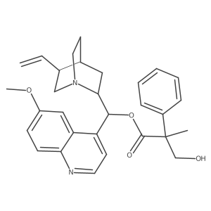 Hydracrylic acid, 2-methyl-2-phenyl-, ester with quinine Structure