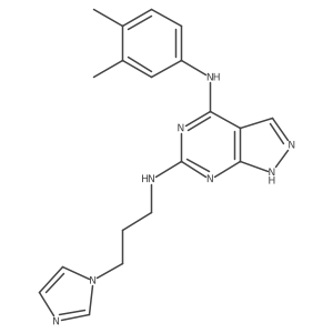 Cc1ccc(Nc2nc(NCCCn3ccnc3)nc3[nH]ncc23)cc1C结构式