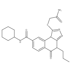 1-[(carbamoylmethyl)sulfanyl]-N-cyclohexyl-5-oxo-4-propyl-4H,5H-[1,2,4]triazolo[4,3-a]quinazoline-8-carboxamide Structure