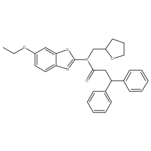 N-(6-ethoxybenzo[d]thiazol-2-yl)-3,3-diphenyl-N-((tetrahydrofuran-2-yl)methyl)propanamide Structure