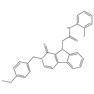 N-(2-fluorophenyl)-2-[3-(4-methoxybenzyl)-4-oxo-3,4-dihydro-5H-pyrimido[5,4-b]indol-5-yl]acetamide结构式