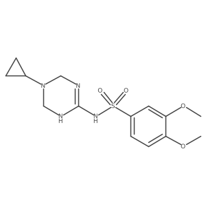 N-(5-cyclopropyl-1,4,5,6-tetrahydro-1,3,5-triazin-2-yl)-3,4-dimethoxybenzenesulfonamide结构式
