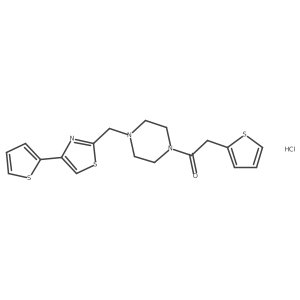 2-(Thiophen-2-yl)-1-(4-((4-(thiophen-2-yl)thiazol-2-yl)methyl)piperazin-1-yl)ethanone hydrochloride Structure