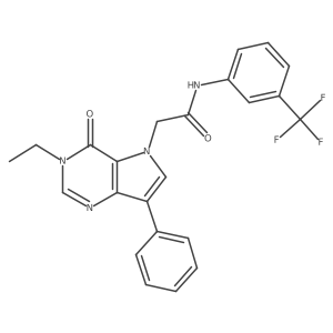 2-(3-ethyl-4-oxo-7-phenyl-3,4-dihydro-5H-pyrrolo[3,2-d]pyrimidin-5-yl)-N-[3-(trifluoromethyl)phenyl]acetamide结构式