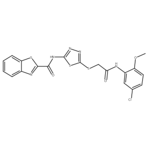 N-(5-((2-((5-chloro-2-methoxyphenyl)amino)-2-oxoethyl)thio)-1,3,4-thiadiazol-2-yl)benzo[d]thiazole-2-carboxamide Structure