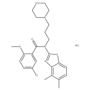5-chloro-N-(4,5-dimethylbenzo[d]thiazol-2-yl)-2-methoxy-N-(3-morpholinopropyl)benzamide hydrochloride结构式