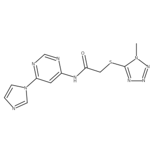 N-(6-(1H-imidazol-1-yl)pyrimidin-4-yl)-2-((1-methyl-1H-tetrazol-5-yl)thio)acetamide结构式