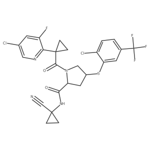 (2S,4R)-1-[1-(5-chloro-3-fluoropyridin-2-yl)cyclopropanecarbonyl]-4-[2-chloro-5-(trifluoromethyl)phenyl]sulfanyl-N-(1-cyanocyclopropyl)pyrrolidine-2-carboxamide Structure