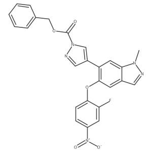 Benzyl 4-(5-(2-fluoro-4-nitrophenoxy)-1-methyl-1H-indazol-6-yl)-1H-pyrazole-1-carboxylate结构式