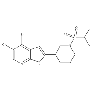 4-Bromo-5-chloro-2-[1-[(1-methylethyl)sulfonyl]-3-piperidinyl]-1H-pyrrolo[2,3-b]pyridine结构式