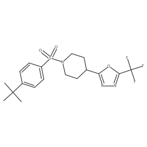 2-(1-((4-(Tert-butyl)phenyl)sulfonyl)piperidin-4-yl)-5-(trifluoromethyl)-1,3,4-oxadiazole结构式