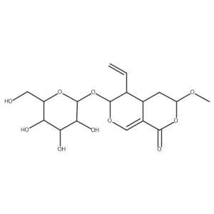 5-ethenyl-3-methoxy-6-[(2S,3R,4S,5S,6R)-3,4,5-trihydroxy-6-(hydroxymethyl)oxan-2-yl]oxy-4,4a,5,6-tetrahydro-3H-pyrano[3,4-c]pyran-1-one Structure