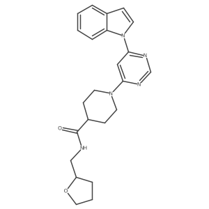 1-(6-(1H-indol-1-yl)pyrimidin-4-yl)-N-((tetrahydrofuran-2-yl)methyl)piperidine-4-carboxamide结构式