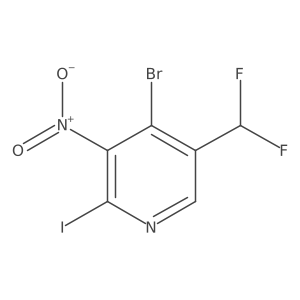 4-Bromo-5-(difluoromethyl)-2-iodo-3-nitropyridine Structure