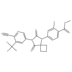 Benzoic acid, 4-[7-[6-cyano-5-(trifluoromethyl)-3-pyridinyl]-8-oxo-6-thioxo-5,7-diazaspiro[3.4]oct-5-yl]-2-fluoro-, methyl ester结构式