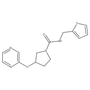 3-(pyrazin-2-yloxy)-N-(thiophen-2-ylmethyl)pyrrolidine-1-carboxamide结构式