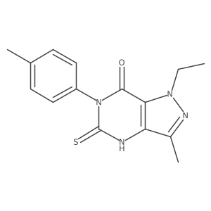 1-ethyl-3-methyl-5-thioxo-6-(p-tolyl)-5,6-dihydro-1H-pyrazolo[4,3-d]pyrimidin-7(4H)-one结构式