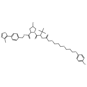 (2S,4R)-1-[(2S)-2-[[2-[3-[3-(4-aminophenoxy)propoxy]propoxy]acetyl]amino]-3,3-dimethyl-butanoyl]-4-hydroxy-N-[[4-(4-methylthiazol-5-yl)phenyl]methyl]pyrrolidine-2-carboxamide Structure