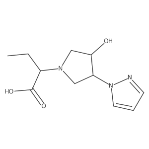 2-(3-hydroxy-4-(1H-pyrazol-1-yl)pyrrolidin-1-yl)butanoic acid Structure