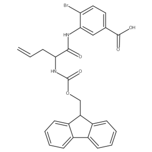 4-bromo-3-[2-({[(9H-fluoren-9-yl)methoxy]carbonyl}amino)pent-4-enamido]benzoic acid结构式