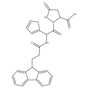 2-[2-({[(9H-fluoren-9-yl)methoxy]carbonyl}amino)-2-(thiophen-2-yl)acetyl]-5-oxopyrazolidine-3-carboxylic acid Structure