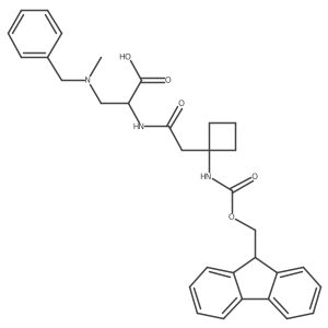 3-[benzyl(methyl)amino]-2-{2-[1-({[(9H-fluoren-9-yl)methoxy]carbonyl}amino)cyclobutyl]acetamido}propanoic acid结构式