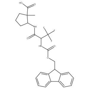 2-[2-({[(9H-fluoren-9-yl)methoxy]carbonyl}amino)-3,3,3-trifluoropropanamido]-1-methylcyclopentane-1-carboxylic acid结构式