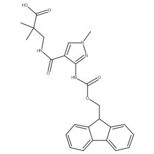 3-{[3-({[(9H-fluoren-9-yl)methoxy]carbonyl}amino)-1-methyl-1H-pyrazol-4-yl]formamido}-2,2-dimethylpropanoic acid结构式