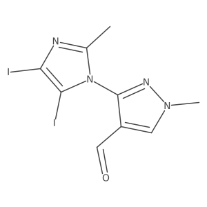 3-(4,5-diiodo-2-methyl-1H-imidazol-1-yl)-1-methyl-1H-pyrazole-4-carbaldehyde结构式