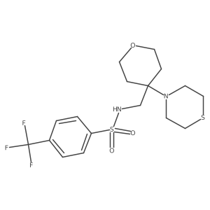 N-{[4-(thiomorpholin-4-yl)oxan-4-yl]methyl}-4-(trifluoromethyl)benzene-1-sulfonamide结构式