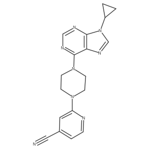2-[4-(9-cyclopropyl-9H-purin-6-yl)piperazin-1-yl]pyridine-4-carbonitrile结构式