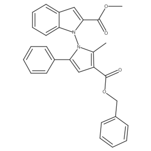 Methyl 1-(3-((benzyloxy)carbonyl)-2-methyl-5-phenyl-1H-pyrrol-1-yl)-1H-indole-2-carboxylate结构式