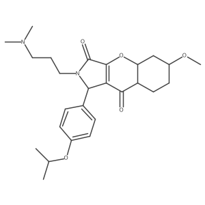 2-[3-(dimethylamino)propyl]-6-methoxy-1-(4-propan-2-yloxyphenyl)-4a,5,6,7,8,8a-hexahydro-1H-chromeno[2,3-c]pyrrole-3,9-dione结构式