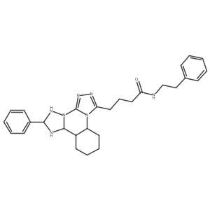 N-(2-phenylethyl)-4-(9-phenyl-2,4,5,7,8,10-hexazatetracyclo[10.4.0.02,6.07,11]hexadeca-3,5-dien-3-yl)butanamide结构式