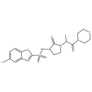 5-chloro-N-[(3S)-1-[(2S)-1-(morpholin-4-yl)-1-oxopropan-2-yl]-2-oxopyrrolidin-3-yl]-1,3-benzothiazole-2-sulfonamide结构式
