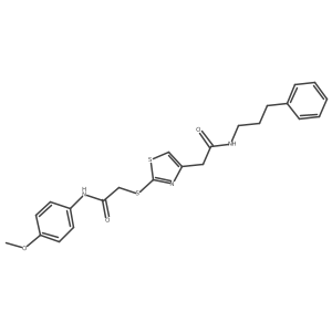 N-(4-methoxyphenyl)-2-((4-(2-oxo-2-((3-phenylpropyl)amino)ethyl)thiazol-2-yl)thio)acetamide结构式