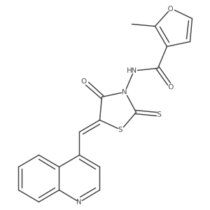 2-methyl-N-[(5Z)-4-oxo-5-(quinolin-4-ylmethylidene)-2-thioxo-1,3-thiazolidin-3-yl]furan-3-carboxamide结构式