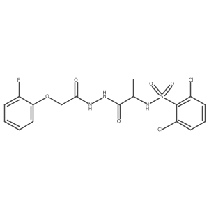 2,6-dichloro-N-[(2S)-1-[2-[2-(2-fluorophenoxy)acetyl]hydrazinyl]-1-oxopropan-2-yl]benzenesulfonamide Structure