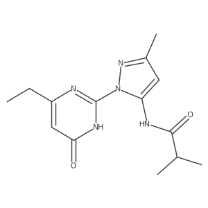 N-(1-(4-ethyl-6-oxo-1,6-dihydropyrimidin-2-yl)-3-methyl-1H-pyrazol-5-yl)isobutyramide结构式