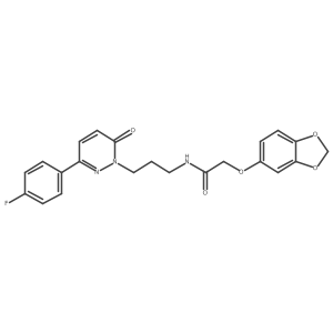 2-(benzo[d][1,3]dioxol-5-yloxy)-N-(3-(3-(4-fluorophenyl)-6-oxopyridazin-1(6H)-yl)propyl)acetamide结构式