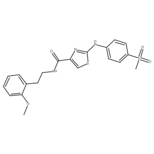 N-(2-methoxyphenethyl)-2-((4-(methylsulfonyl)phenyl)amino)thiazole-4-carboxamide结构式