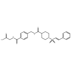 N-[[4-[(2-amino-2-oxoethyl)carbamoyl]phenyl]methyl]-1-[(E)-2-phenylethenyl]sulfonylpiperidine-4-carboxamide Structure