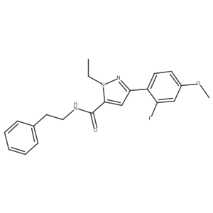 1-ethyl-3-(2-fluoro-4-methoxyphenyl)-N~5~-phenethyl-1H-pyrazole-5-carboxamide结构式