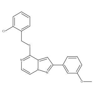 4-[(2-Chlorobenzyl)thio]-2-(3-methoxyphenyl)pyrazolo[1,5-a]pyrazine Structure