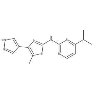 5-methyl-N-(4-propan-2-ylpyrimidin-2-yl)-4-(1H-pyrazol-4-yl)-1,3-thiazol-2-amine结构式