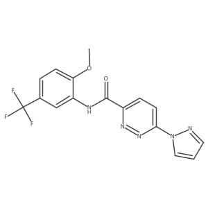 N-(2-methoxy-5-(trifluoromethyl)phenyl)-6-(1H-pyrazol-1-yl)pyridazine-3-carboxamide结构式