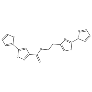 N-(2-(2-(1H-pyrazol-1-yl)thiazol-4-yl)ethyl)-5-(furan-2-yl)isoxazole-3-carboxamide结构式