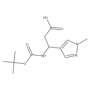 (3S)-3-{[(tert-butoxy)carbonyl]amino}-3-(1-methyl-1H-pyrazol-4-yl)propanoic acid结构式