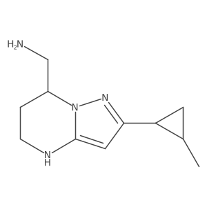 [2-(2-methylcyclopropyl)-4H,5H,6H,7H-pyrazolo[1,5-a]pyrimidin-7-yl]methanamine结构式